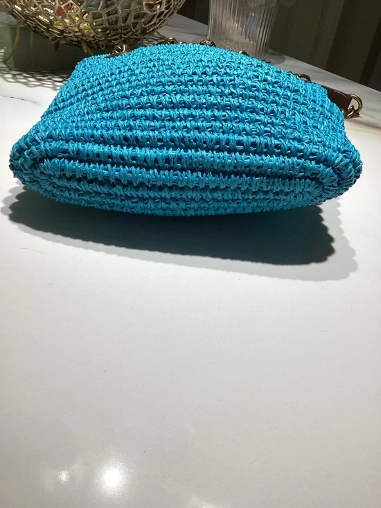 Kurt Geiger Turquoise Woven Chain-Handle Shoulder Bag NWOT - Picture 7 of 12